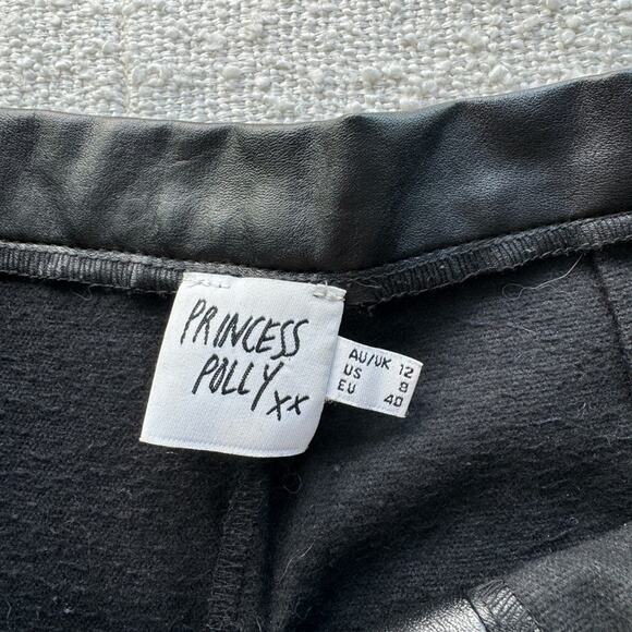 Princess Polly Encore Faux Leather High Rise Pants Black Size 8 - Picture 12 of 15